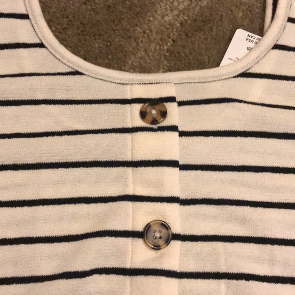 Torrid IVORY & BLACK STRIPE RIB BUTTON MIDI TEE - Picture 4 of 5